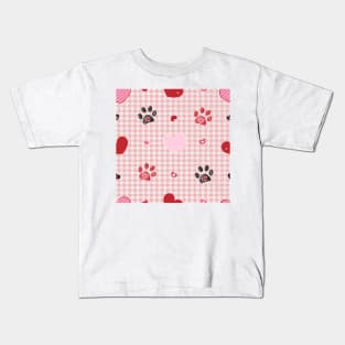 Plaid pattern baby pink with Valentine's Day concept Kids T-Shirt